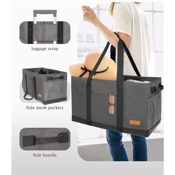 Standing Extra Large Reusable Grocery Bag Carrier with Handle, Utility Tote - Picture 4 of 7